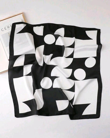 1pc Women's Faux Silk Geometric Printed Headband, Versatile Neckerchief For Daily Use