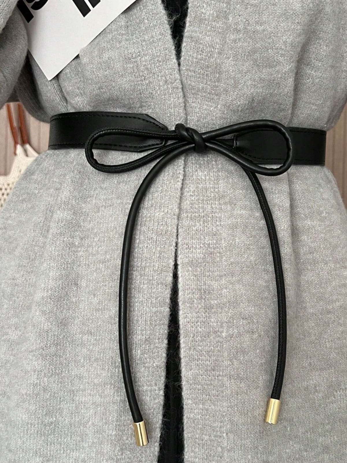 1pc Women's Fashion PU Leather Tied Waistband, Versatile Binding Belt Decor For Dress Shirt Sweater Jacket, Waist Cincher