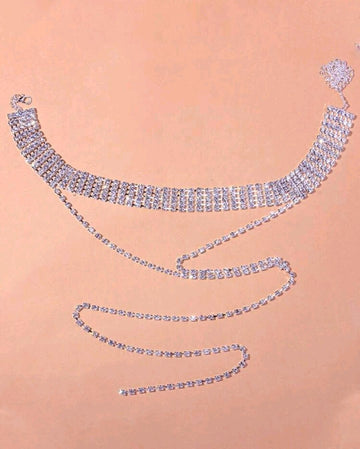 Rhinestone Decor Y Lariat Necklace