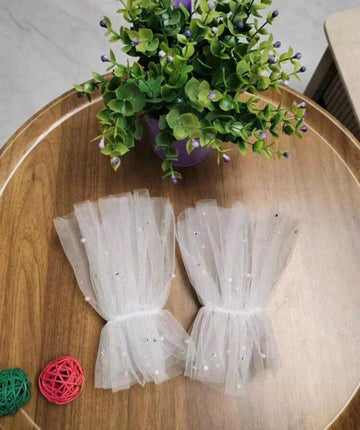 1pair White Dreamy & Beautiful Bridal Wrist Length Gloves With Lace Trim & Simple Pearl Detail For Wedding Halloween Valentine's Day Valentines