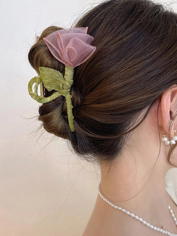 Flower Design Hair Claw Boho Bow Valentine's Day Valentines