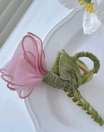 Flower Design Hair Claw Boho Bow Valentine's Day Valentines