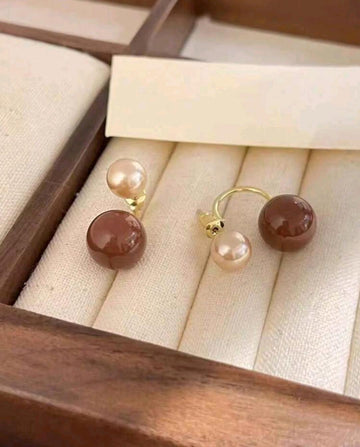 1 Pair European-Style Classic Red Faux Pearl Earrings, Fashionable Versatile Minimalist Design Chic Elegant Earrings For Women Valentines