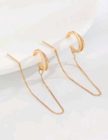1 Pair Minimalist Extra Long Dangle Ear Cuffs Jewelry For Women Party Fashion Accessories