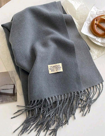 1pc Fashion Reversible Scarf For Women, Thick & Warm Tasseled Wrap Shawl, Suitable For Winter & Air-Conditioned Room