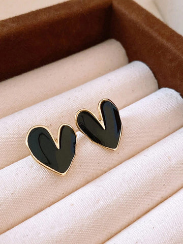 Andkiss 1pair Simple Daily Heart Drop Earrings For Women
