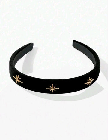 1pc 2cm Wide Women Solid Color Autumn/Winter Velvet Pentagram Wide Headband, Elegant Sweet Fashion Campus Matching, Suitable For Party/Dance/Daily Wear,Hairband,Hair Hoop