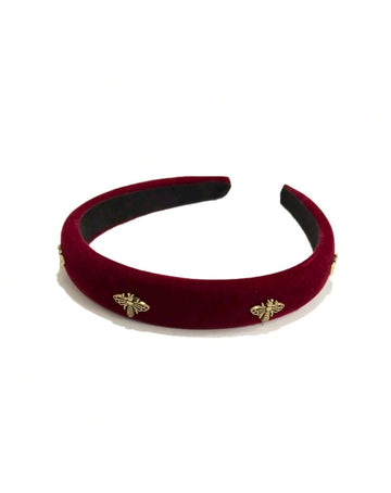 1pc 2cm Wide Women's Red Velvet Bee-Shaped Hairband With Sponge Anti-Slip Clamp, Suitable For Party, Dance Party, Campus Fashion And Daily Use Christmas,Christmas Accessories