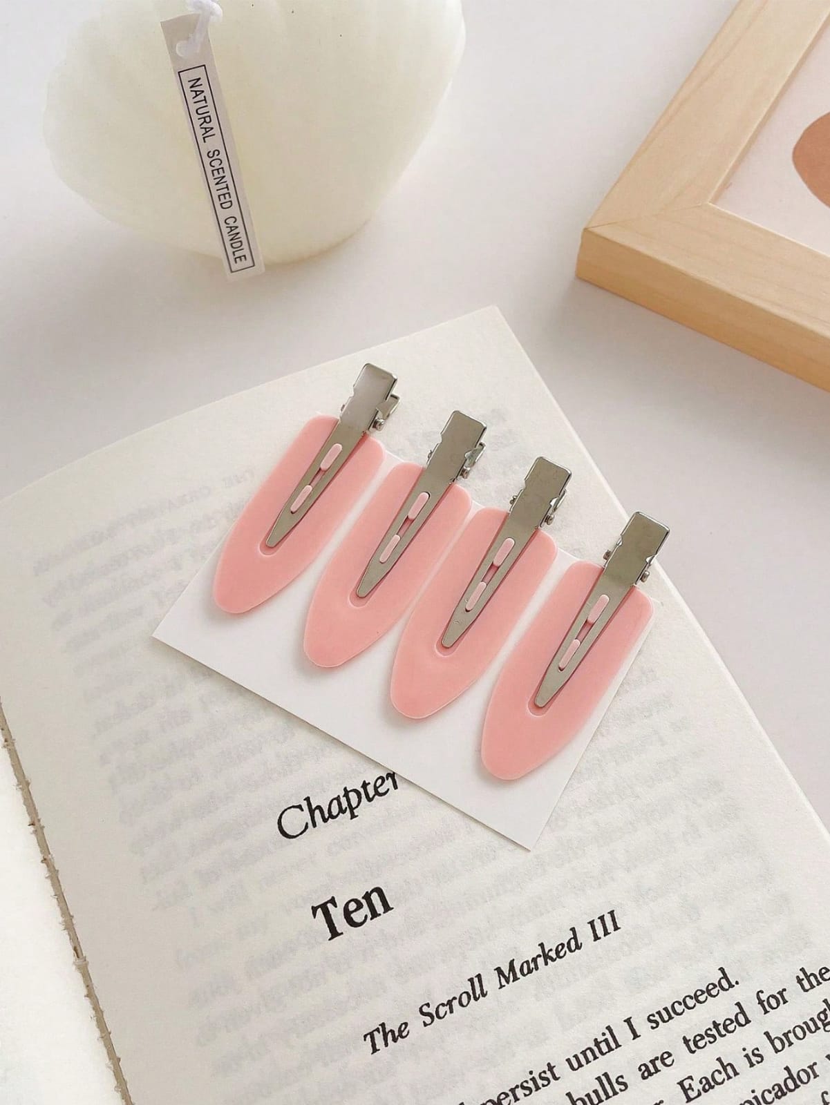 4pcs/Set Pink Leaf Shaped Invisible Hair Clips For Bangs, Makeup, Washing Face & Decor  Accessories