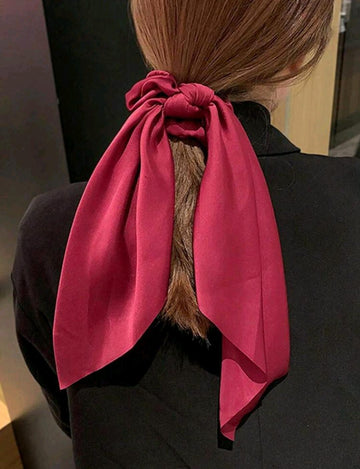 4pcs Women Silky Satin Black/Khaki/Coffee Colored High-Grade Tassel Hair Tie Hair Band Fashionable All-Match Elegant Minimalistic Style Solid Color Hair Accessory Suitable For Daily Outing