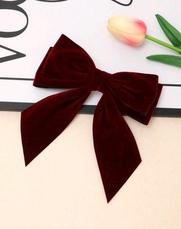 1pc Fashionable High-Quality Red Bowknot Hair Clip, Oversized Occipital Hair Accessory