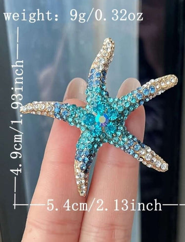 1pc Cartoon Zinc Alloy Rhinestone Starfish Brooch Pin, Exquisite Boutique Lapel Pin, DIY Suit Decor Dress Accessories Pin For Clothes Bag Charm School