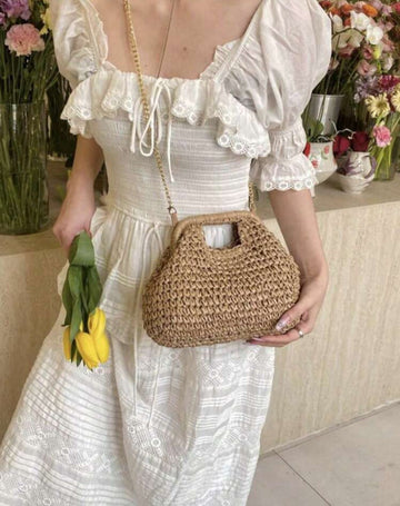 Fashionable Woven Handbag,Minimalist Design, Suitable For Spring/Summer Vacation, Beach, Stylish Shoulder Bag