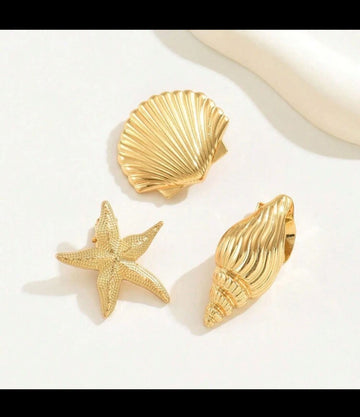 3pcs Women's Metal Hairpin Fashion Personalized Elegant Hair Accessories Y2K Kauri Conch Starfish Hairpin Decorative Hairpin