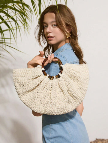 SHECARRY Women's Crochet Handbag, Date/Valentine's Day, Perfectly Matching With Crochet Set