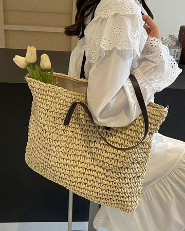 Minimalist Oversized For Vacation Travel,Summer,Perfect For Vacation,Holiday,Straw Purse,Straw Beach Bag,Beach Necessities,Beach Essentials,Beach Stuff & Summer Essentials, Best Women Bag For Beach Vibes, Vacation Bag For Summer