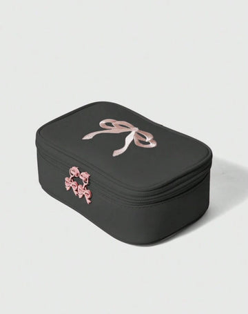 ROMWE Kawaii Fashionable & Sweet Pink Embroidered Bow Makeup Bag