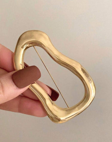 1pc Asymmetrical Metal Minimalist Design Brooch For Women, Fashion Casual Versatile Lapel Pin Accessory