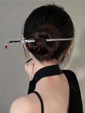 Sword Hair Stick Metal Sword Hair Clip Stick With Jewel Pendant Retro Style Hair Knot Chopsticks Women And Girls Long Thick Hair Accessories Hair Bun Hair Pin Hair Bun Maker Bun Hair Piece Hair Styling Pins, School Stuff