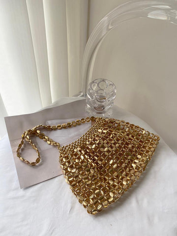Glamorous, Elegant, Exquisite, Quiet Luxury Sequin, Stylish, Luxury, Shiny Metallic Hollow Out Beaded Shoulder Evening Bag For Party Girl, Woman, Bride Perfect For Party, Wedding, Prom, Dinner/Banquet, Best Choice Elegant Bag