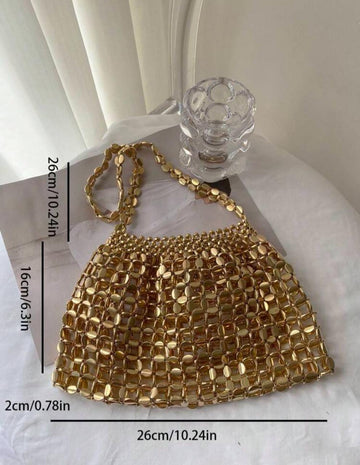 Glamorous, Elegant, Exquisite, Quiet Luxury Sequin, Stylish, Luxury, Shiny Metallic Hollow Out Beaded Shoulder Evening Bag For Party Girl, Woman, Bride Perfect For Party, Wedding, Prom, Dinner/Banquet, Best Choice Elegant Bag