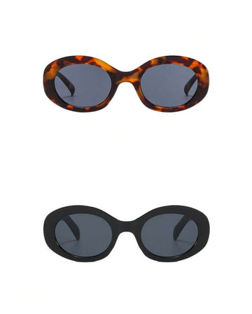2pcs Retro Oval Women Glasses, Fashionable Cat-Eye High-Quality European And American Style Street Shooting Eyewear Preppy Style For Back To School Oval Shape Temple Decor