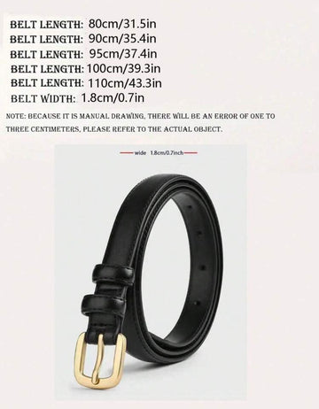 2pcs Minimalist Solid Color Casual Vintage PU Leather Belt For Women, Suitable For Jeans And Skirts, 1.8cm Width, Fall, Autumn, Halloween