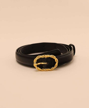 1pc Women's Black Pu Material Vintage Gold Buckle Versatile Belt Casual Summer, School Fall, Autumn, Halloween