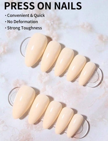 24Pcs Long Almonds Glossy Yellow Acrylic Press On Nails Medium Fit Perfectly Fake Nail Set,Contain 1Pc Jelly Glue And 1Pc Nail File,Summer Nails For Woman & Girl Daily Wear Rave Party Use Nail Supplies Nails