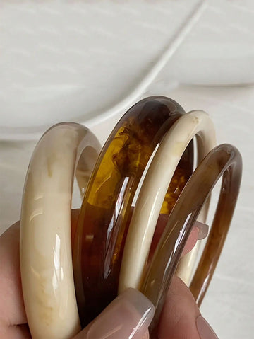 4pcs Set Elegant Vintage Style Bracelet, Fashion Simple Design, Acrylic Material, Suitable For Casual Wear, Women Jewelry, Can Be Worn Year-Round For Daily And Party Occasions