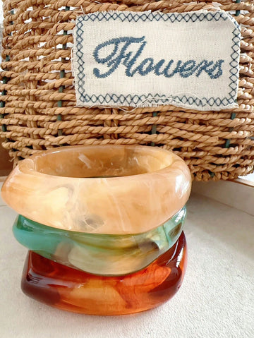 3 Pieces /1pc Of Europe And The United States Explosive Elegant Combination Retro Exaggerated Personalized Wide-Faced Women Resin Asymmetrical Bracelet Suitable