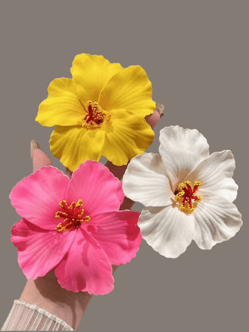 3pcs-Hawaiian Flower Hair Clips, Plum Blossom Foam Hair Clips