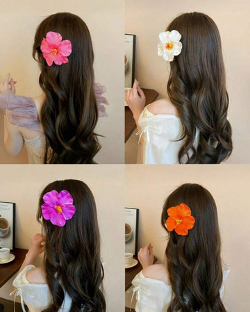 3pcs-Hawaiian Flower Hair Clips, Plum Blossom Foam Hair Clips