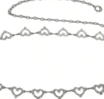 1pc Fashion Heart Rhinestone Waist Chain, Metal Woven Waist Belt, Suitable For Women, Versatile For Summer Dresses Summer, School Fall, Autumn, Halloween
