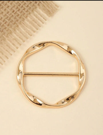 1pc Women Geometric Spiral Shaped Zinc Alloy Brooch, Fashion Scarf Buckle Accessories Women