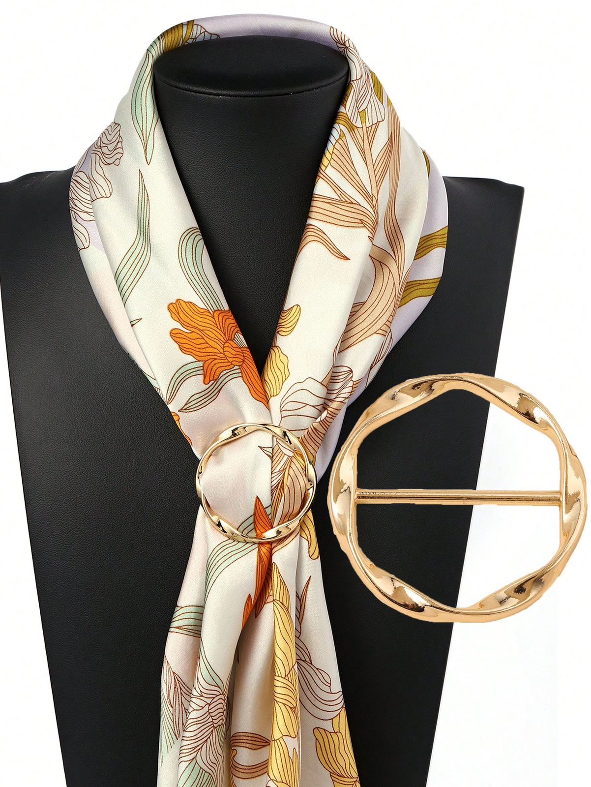 1pc Women Geometric Spiral Shaped Zinc Alloy Brooch, Fashion Scarf Buckle Accessories Women