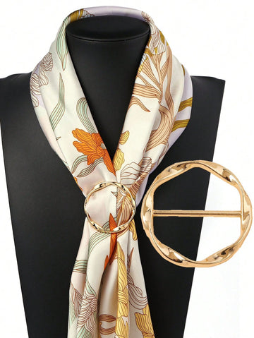 1pc Women Geometric Spiral Shaped Zinc Alloy Brooch, Fashion Scarf Buckle Accessories Women