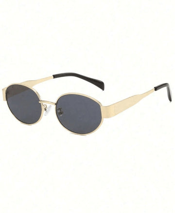 1pc Oval Personalized Metal Fashion Fashion Glasses For Women, Vintage Style For Matching Outfits For Summer Beach Vacation,Outdoor,Travel Shades