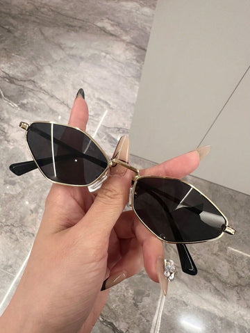 1 Pair Vintage Diamond Shaped Fashion Glasses, Suitable For Outdoor Cycling, Beach Vacation, Daily Decoration For Summer Beach Vacation, Outdoor, Travel