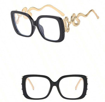 1 Pair Unisex Square Big Frame Vintage Non-Prescription Glasses Glasses, Personalized Snake Leg Decoration Design