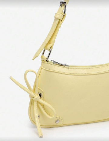 1pc Vintage Ribbon Bow Decor Exposed Strap Red Leopard Print Shoulder Armpit Baguette Bag, Suitable