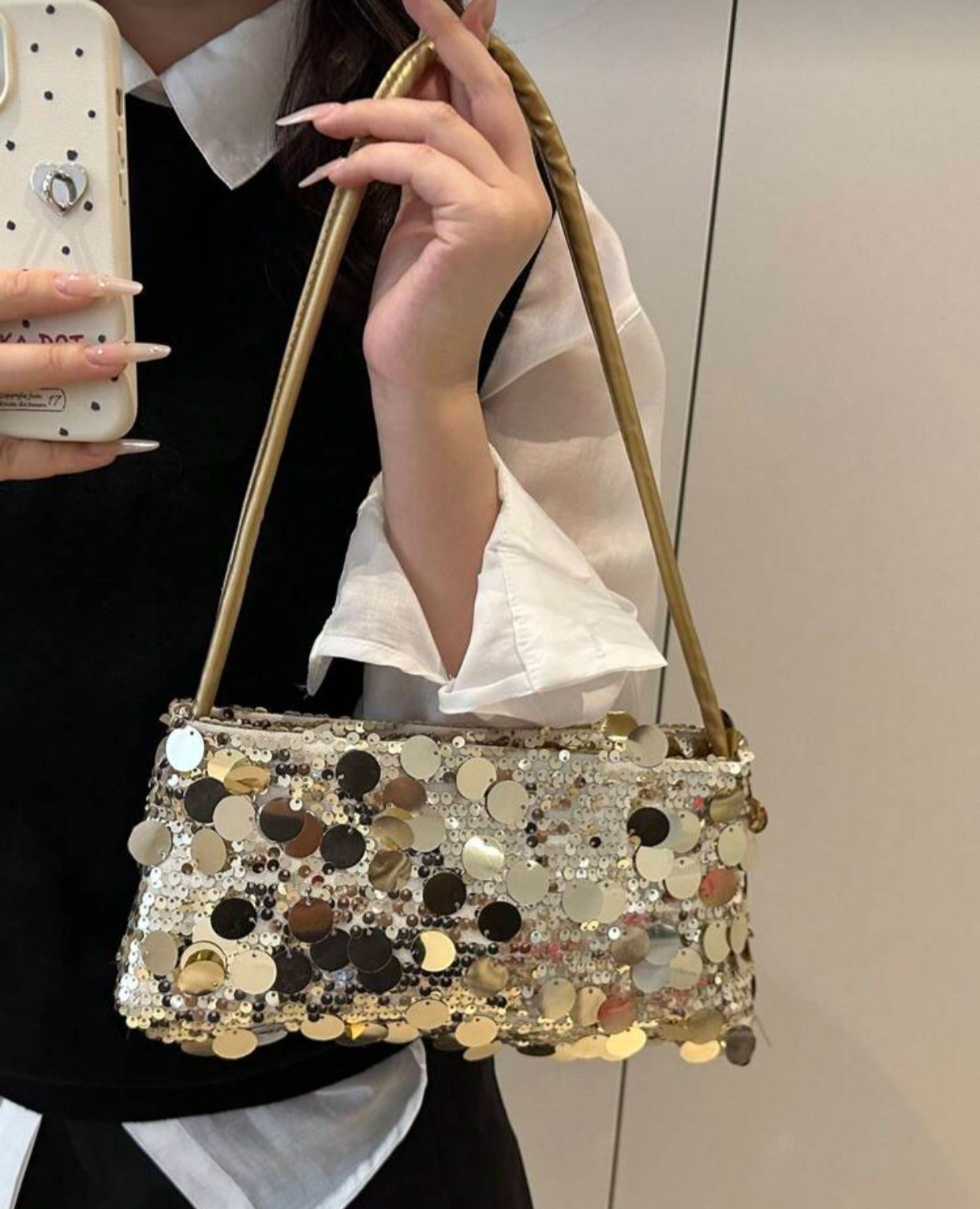 New Fashion Sequin Handbag, Suitable For Party, Outing, Vacation, Shopping And Daily Use, Can Store Coins, Phones, Also Suitable As Work Bag For White Collar