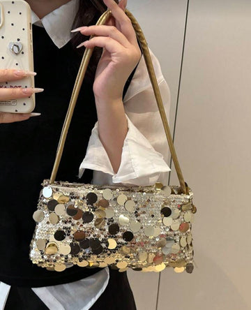 New Fashion Sequin Handbag, Suitable For Party, Outing, Vacation, Shopping And Daily Use, Can Store Coins, Phones, Also Suitable As Work Bag For White Collar