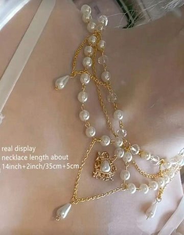 ROMWE Fairycore Y2k Style Fashionable Faux Pearl Pendant Necklace