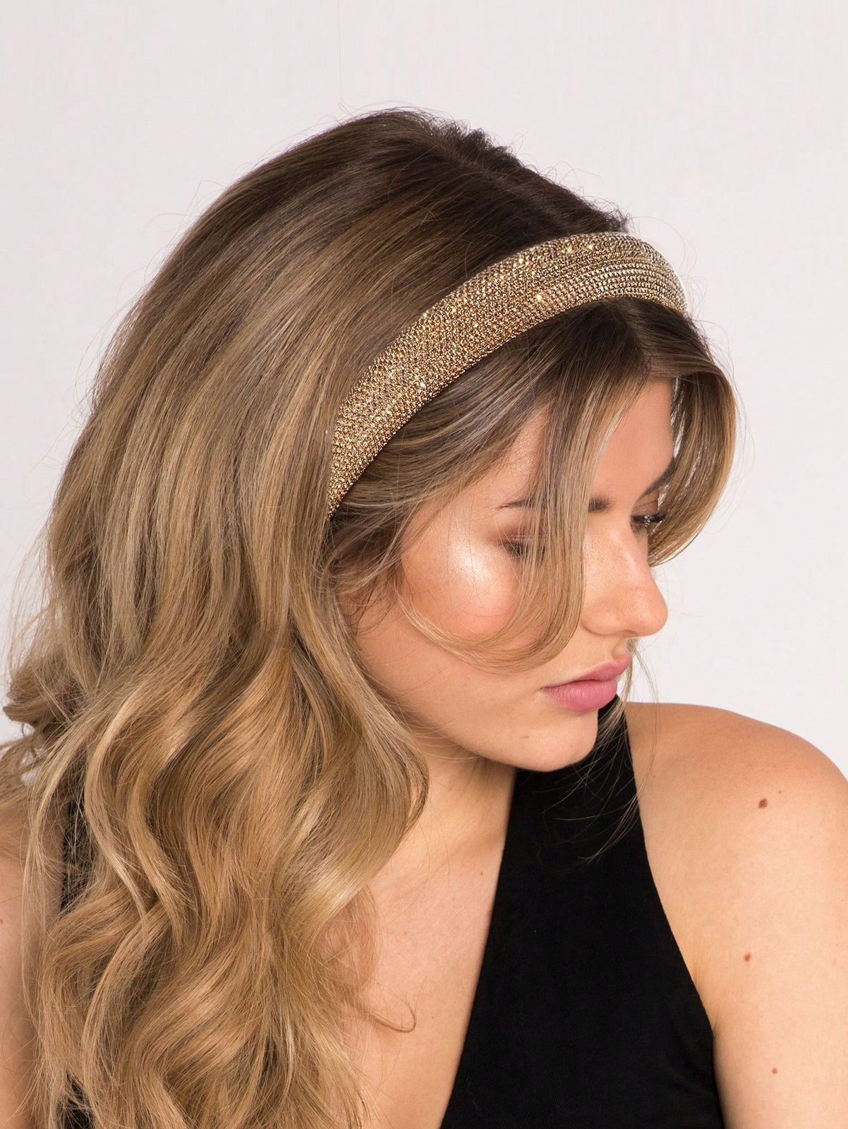 Party Full Rhinestone Headband For Parties, Wide Edge Rhinestone Decor, Shine Luxurious Fashion Hair Hoop Tiaras,Hairband,Hair Hoop,Hair Accessories Headbands