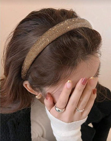 Party Full Rhinestone Headband For Parties, Wide Edge Rhinestone Decor, Shine Luxurious Fashion Hair Hoop Tiaras,Hairband,Hair Hoop,Hair Accessories Headbands
