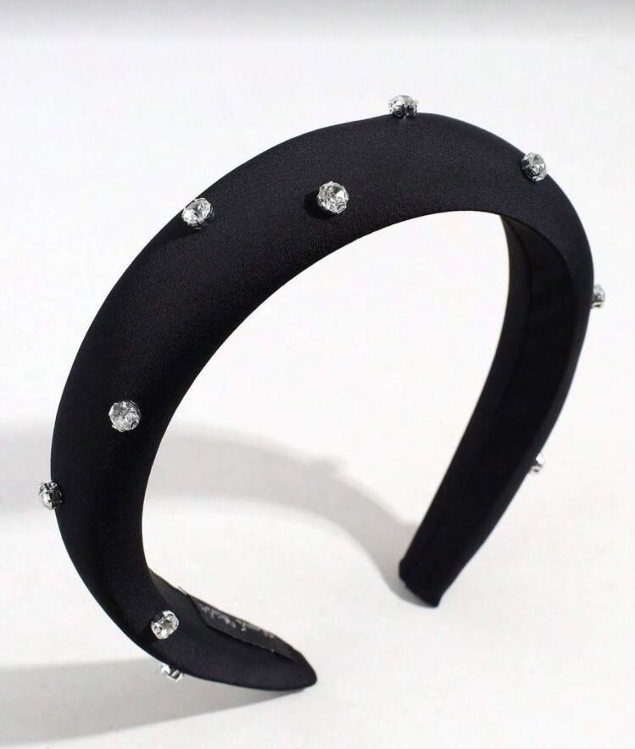 Party 1pc Ladies' Solid Color Satin & Rhinestone Fashion Headband Suitable For Daily Wear, Costume, Hair Accessories, Casual Outfits,Hairband,Hair Hoop Headbands, Black