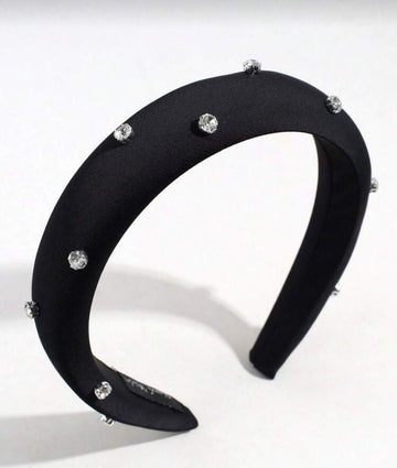 Party 1pc Ladies' Solid Color Satin & Rhinestone Fashion Headband Suitable For Daily Wear, Costume, Hair Accessories, Casual Outfits,Hairband,Hair Hoop Headbands, Black