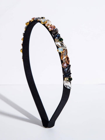 Cubic Zirconia Decor Headband Royal,Hairband,Hair Hoop Headbands, Black