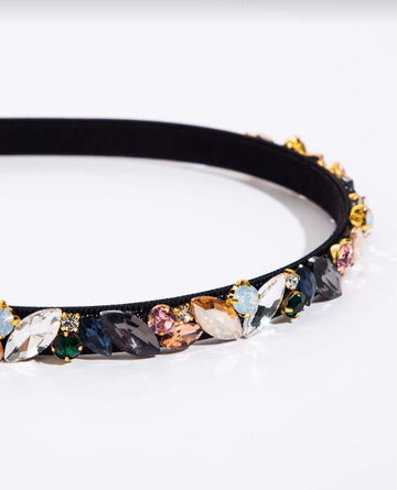 Cubic Zirconia Decor Headband Royal,Hairband,Hair Hoop Headbands, Black